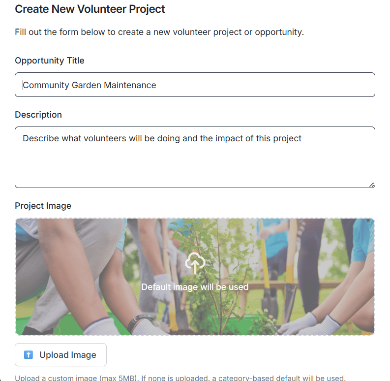 Project Creation Form