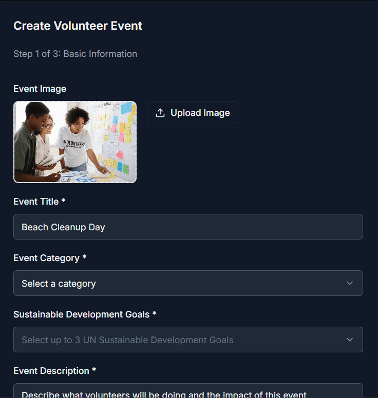 Event Creation Form